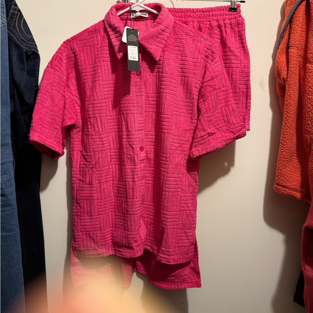 Fashion Nova Pink Button Down Shirt